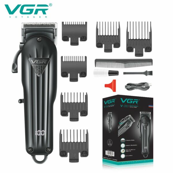 VGR V-282 Salon Series Tondeuse à cheveux électrique professionnelle sans fil avec affichage numérique