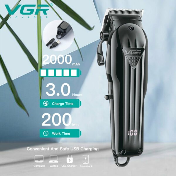 VGR V-282 Salon Series Tondeuse à cheveux électrique professionnelle sans fil avec affichage numérique – Image 5