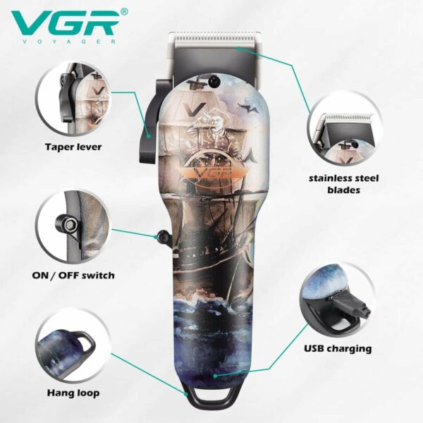 VGR V-690 Professional Hair Clipper | Cordless Hair Clipper for Men’s | Runtime: 150 min – Image 3