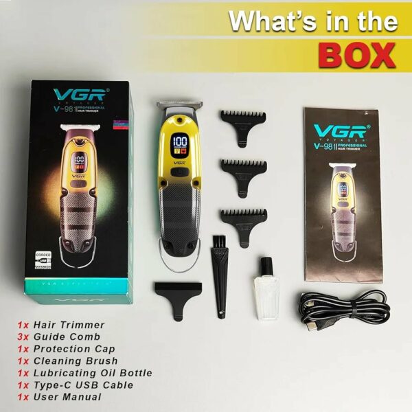 VGR V-981 Professional Hair Trimmer for Men – 150 min Runtime, Corded & Cordless with LED – Image 3