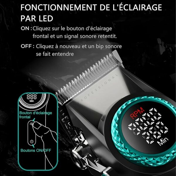 VGR V-001 Fade Blade High-Speed Salon Series Tondeuse à cheveux professionnelle - Noir – Image 4