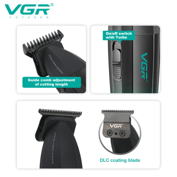 VGR 906 Tondeuse à cheveux professionnelle 906 Fresh Fade - 9000 tr/min  Rechargeable par USB - doré – Image 9