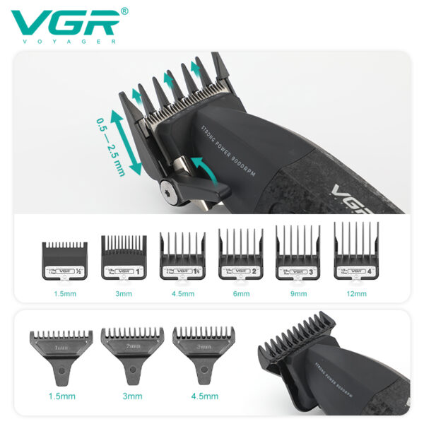 VGR 640 Tondeuse à cheveux Professionnelle Pour Hommes, Ensemble Tondeuse – Image 10