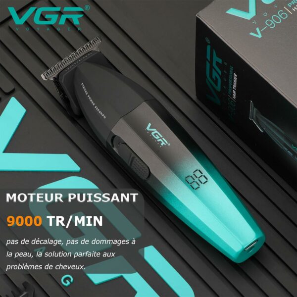 VGR 906 Tondeuse à cheveux professionnelle 906 Fresh Fade - 9000 tr/min  Rechargeable par USB - doré – Image 5