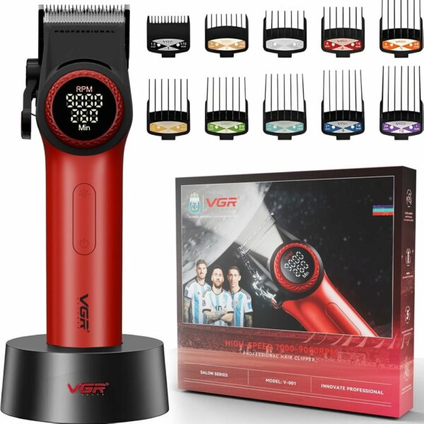 VGR V-001 Fade Blade High-Speed Salon Series Tondeuse à cheveux professionnelle - Rouge