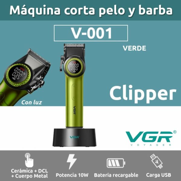 VGR V-001 Fade Blade High-Speed Salon Series Tondeuse à cheveux professionnelle - Vert – Image 2